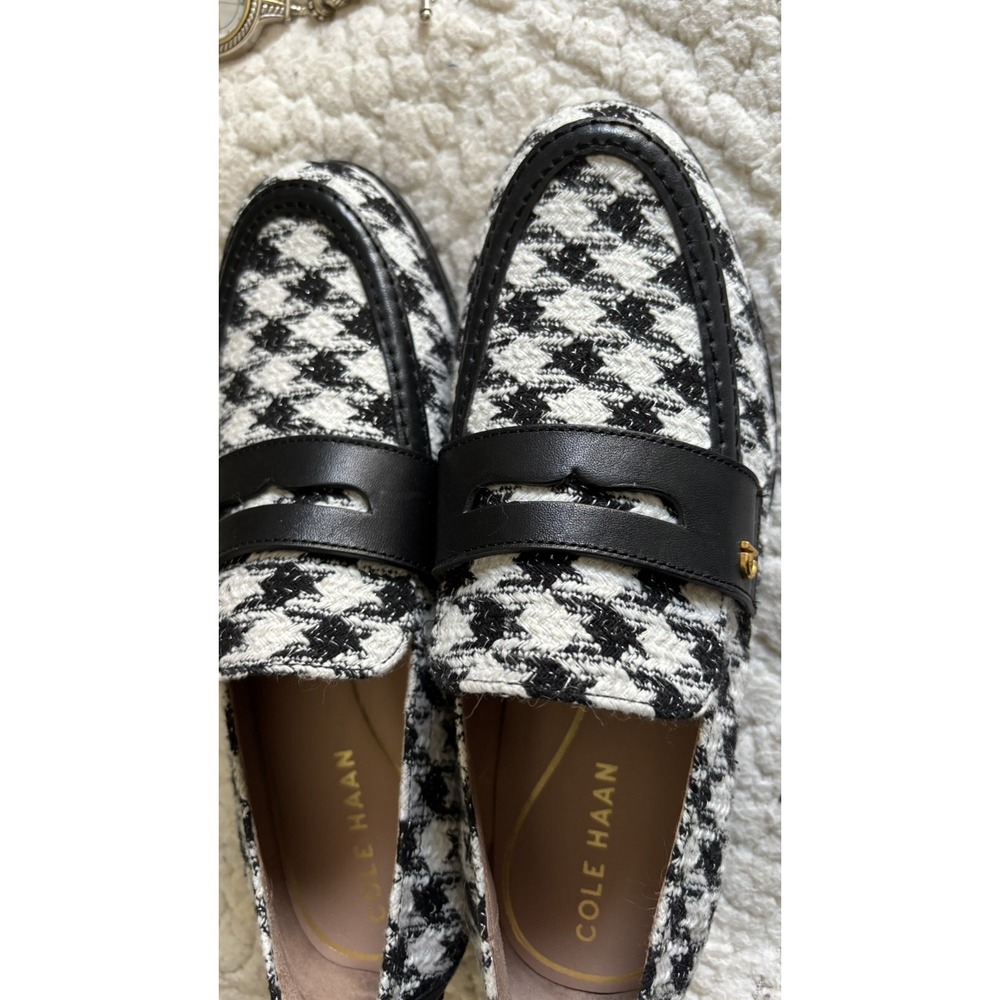 Cole Haan Lux Pinch Penny Loafer Natural Canvas Black Houndstooth NWT 159$ Sz 6 - Picture 3 of 6